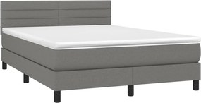 vidaXL Κρεβάτι Boxspring με Στρώμα Σκούρο Γκρι 140x200 εκ Υφασμάτινο