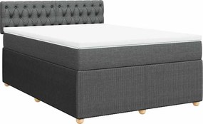 vidaXL Κρεβάτι Boxspring με Στρώμα Σκούρο Γκρι 160x200 εκ Υφασμάτινο