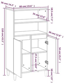 Ντουλάπι Γκρι σκυροδέματος 60x36x110 εκ. από Επεξεργασμένο Ξύλο - Γκρι