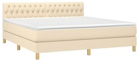 ΚΡΕΒΑΤΙ BOXSPRING ΜΕ ΣΤΡΩΜΑ &amp; LED ΚΡΕΜ 180X200 ΕΚ. ΥΦΑΣΜΑΤΙΝΟ 3133978