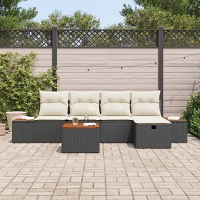 vidaXL Σετ Καναπέ Κήπου με μαξιλάρι 6 pcs Μαύρο Πολυ ράταν