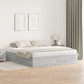 vidaXL κρεβάτι αποθήκευσης Γκρι Sonoma 200x200 εκ