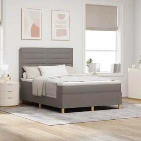 vidaXL LED Κρεβάτι με βάθρο με στρώμα Taupe 140 x 200 cm ύφασμα