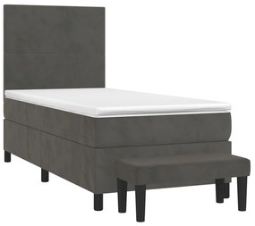 ΚΡΕΒΑΤΙ BOXSPRING ΜΕ ΣΤΡΩΜΑ ΣΚΟΥΡΟ ΓΚΡΙ 100X200 ΕΚ. ΒΕΛΟΥΔΙΝΟ 3137708