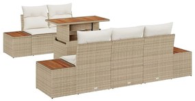 vidaXL Σετ Καναπέ Κήπου με αποθήκευση 6 pcs Μπεζ Πολυ ράταν