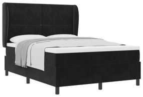vidaXL Κρεβάτι Box Spring  με Στρώμα Μαύρο 140x190 εκ Βελούδο