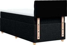 vidaXL Κρεβάτι Boxspring με Στρώμα Μαύρο Single Υφασμάτινα