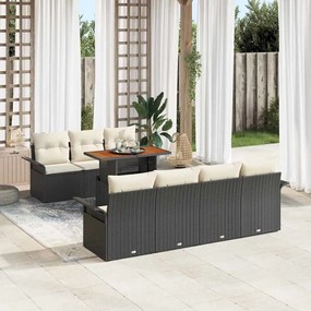 vidaXL Σετ Καναπέ Κήπου με μαξιλάρι 8 pcs Μαύρο και κρεμ