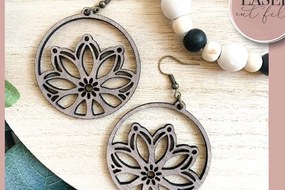 Σετ των 3 Intra απο ξύλο plywood 3mm-4mm πάχος Σκουλαρίκια λέιζερ Boho Floral Δίασταση 3x3 cm INTRAFABR-73358775