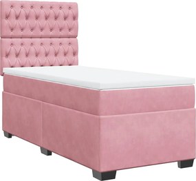 vidaXL Κρεβάτι Boxspring με Στρώμα Ροζ 100x200 εκ. Βελούδινο