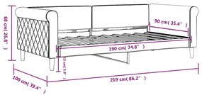 Καναπές Κρεβάτι Μαύρος 90 x 190 εκ. Βελούδινος - Μαύρο