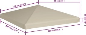 vidaXL Κάλυμμα για Κιόσκι Μπεζ 3 x 3 μ. 310 γρ./μ²