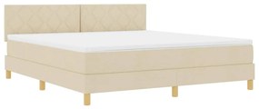 vidaXL Κρεβάτι με ελατήρια με στρώμα Κρεμ 180 x 200 cm ύφασμα