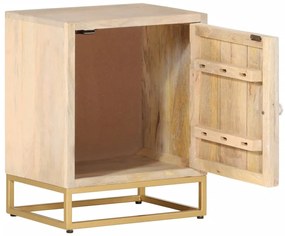 vidaXL Κομοδίνο 40 x 30 x 50 εκ. από Μασίφ Ξύλο Μάνγκο και Σίδηρο