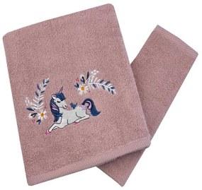 Πετσέτες Παιδικές Unicorn Yard (Σετ 2τμχ) Pink Astron Σετ Πετσέτες 65x135cm 100% Βαμβάκι