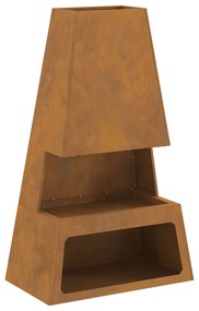 vidaXL Φωτιά με αποθήκη ξύλων 60x35x100 εκ. από καιρικό χάλυβα