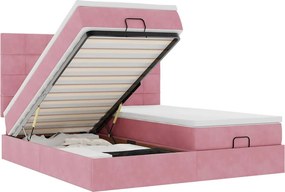 vidaXL Οθωμανικό κρεβάτι με στρώματα ροζ 200x200cm Velvet