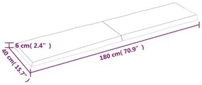 Επιφ Τραπεζιού Αν Καφέ 180x40x(2-6)εκ.Ακατέργ. Μασίφ Ξύλο Δρυός - Καφέ