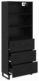 vidaXL Highboard με συρτάρι 2 pcs Μαύρη Οξυά Επεξεργασμένο ξύλο