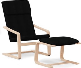 vidaXL Πολυθρόνα Relax Μαύρο Υφασμάτινη με Υποπόδιο