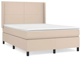vidaXL Κρεβάτι Boxspring με Στρώμα Καπουτσίνο 140x190εκ.από Συνθ.Δέρμα