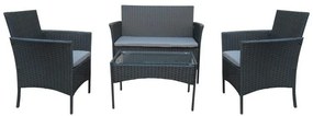 Σαλόνι κήπου Calmness σετ 4τμχ rattan μαύρο-ύφασμα γκρι 104x55.5x79 εκ.