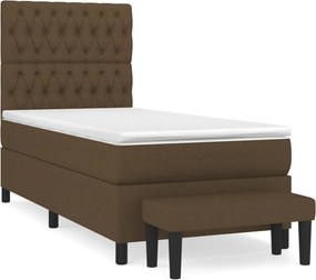 vidaXL Κρεβάτι Boxspring με Στρώμα Σκούρο Καφέ 90x200 εκ. Υφασμάτινο