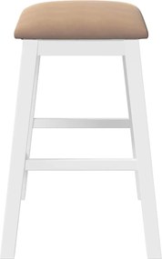 vidaXL Καρέκλες μπαρ με μαξιλάρια 2 τεμάχια Λευκό μασίφ ξύλο καουτσούκ