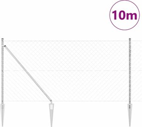 vidaXL Περίφραξη με Σπίθες 10 x 1,2 μ Γαλβανισμένος Χάλυβας Ασημί