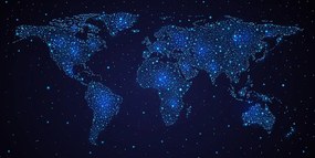 Εικόνα παγκόσμιου χάρτη με νυχτερινό ουρανό - 100x50