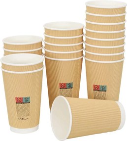 vidaXL Χάρτινα ποτήρια καφέ 500 τεμάχια 16oz 400ml καφέ