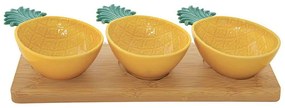 Ορντερβιέρα 3 Θέσεων Pineapple 3027ΡΙΥG 29x11cm Multi-Yellow Easy Life Πορσελάνη,Bamboo