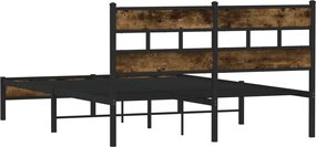 vidaXL Σκελετός Κρεβατιού Χωρ. Στρώμα +Κεφαλάρι Καπνιστή Δρυς