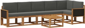 vidaXL Σειρά Καναπέ Εξωτερικού 7 pcs Φυσικό και Ανθρακί Πολυεστέρας