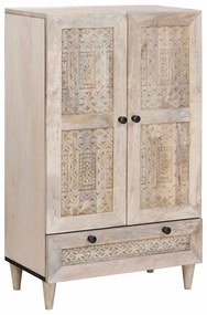 Highboard με συρτάρι Λευκό 60 x 33 x 100 εκ. Μασίφ ξύλο μάνγκο
