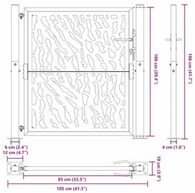 ΠΥΛΗ ΚΗΠΟΥ ΜΑΥΡΗ 105X106 CM ΑΤΣΑΛΙΝΟ ΙΧΝΟΣ ΣΧΕΔΙΑΣΜΟΥ 4100979