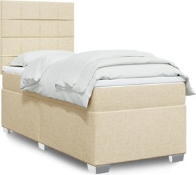 vidaXL Κρεβάτι Boxspring με Στρώμα Κρεμ 80 x 200 εκ. Υφασμάτινο