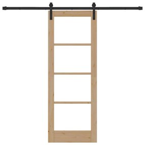 vidaXL Συρόμενη Πόρτα Καφέ 73.5 x 198.5 εκ. Ξύλο και μέταλλο