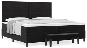 vidaXL Κρεβάτι με Κιβώτιο με Στρώμα & Πάγκο Μαύρο 200x200 εκ. Βελούδο
