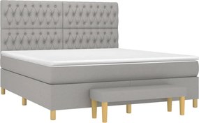 vidaXL Κρεβάτι Boxspring με Στρώμα Ανοιχτό Γκρι 180x200 εκ. Υφασμάτινο