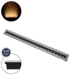 GloboStar® UNDERGROUND-REMVI 90194 Χωνευτό Φωτιστικό Wall Washer Δαπέδου LED 24W 2160lm 10° DC 24V Αδιάβροχο IP68 L100 x W9 x H7.2cm Θερμό Λευκό 2700K - Ανοξείδωτο Ατσάλι - 3 Years Warranty