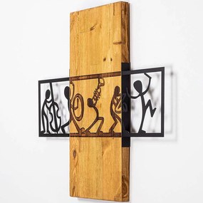 Διακοσμητικό Τοίχου 899SKL2283 58x61cm Walnut-Black Wallity Μέταλλο,Ξύλο