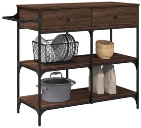 vidaXL Τρόλεϊ Κουζίνας Καφέ Δρυς 105x42x95 εκ. Επεξεργασμένο Ξύλο