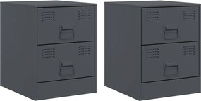 vidaXL Κομοδίνα 2 τεμ. Ανθρακί 34,5 x 39 x 44 εκ. από Χάλυβα