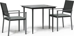 vidaXL Σετ Τραπεζαρίας Κήπου 3 τεμ. Συνθ. Ρατάν / Ατσάλι με Μαξιλάρια