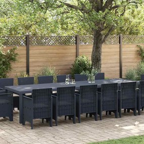 vidaXL Σέτ φαγητού για κήπο 15 pcs Ανθρακί Rattan Polt