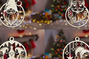 Σετ των 3 Intra απο ξύλο plywood 3mm-4mm πάχος στολίδι με χριστουγεννιάτικο Gnome Δίασταση 8x8 cm INTRAFABR-110121259