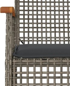 vidaXL Σετ Τραπεζαρίας Κήπου 3 τεμ. Γκρι Συνθ. Ρατάν με Μαξιλάρια