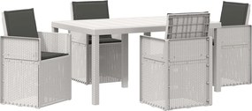 vidaXL Σέτ φαγητού για κήπο με μαξιλάρι 5 pcs Άσπρο και Ανθρακί PP