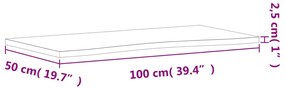 Επιφάνεια Εργασίας 100x(45-50)x2,5 εκ. από Μασίφ Ξύλο Οξιάς - Καφέ